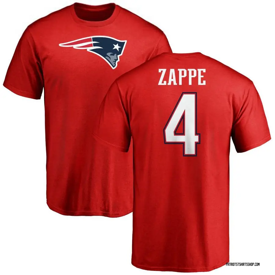 Men's Bailey Zappe New England Patriots Name & Number Logo T-Shirt