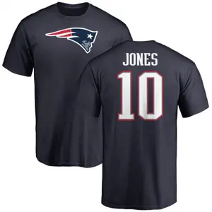 Men's Mac Jones New England Patriots Name & Number Logo Long Sleeve T-Shirt  - Navy