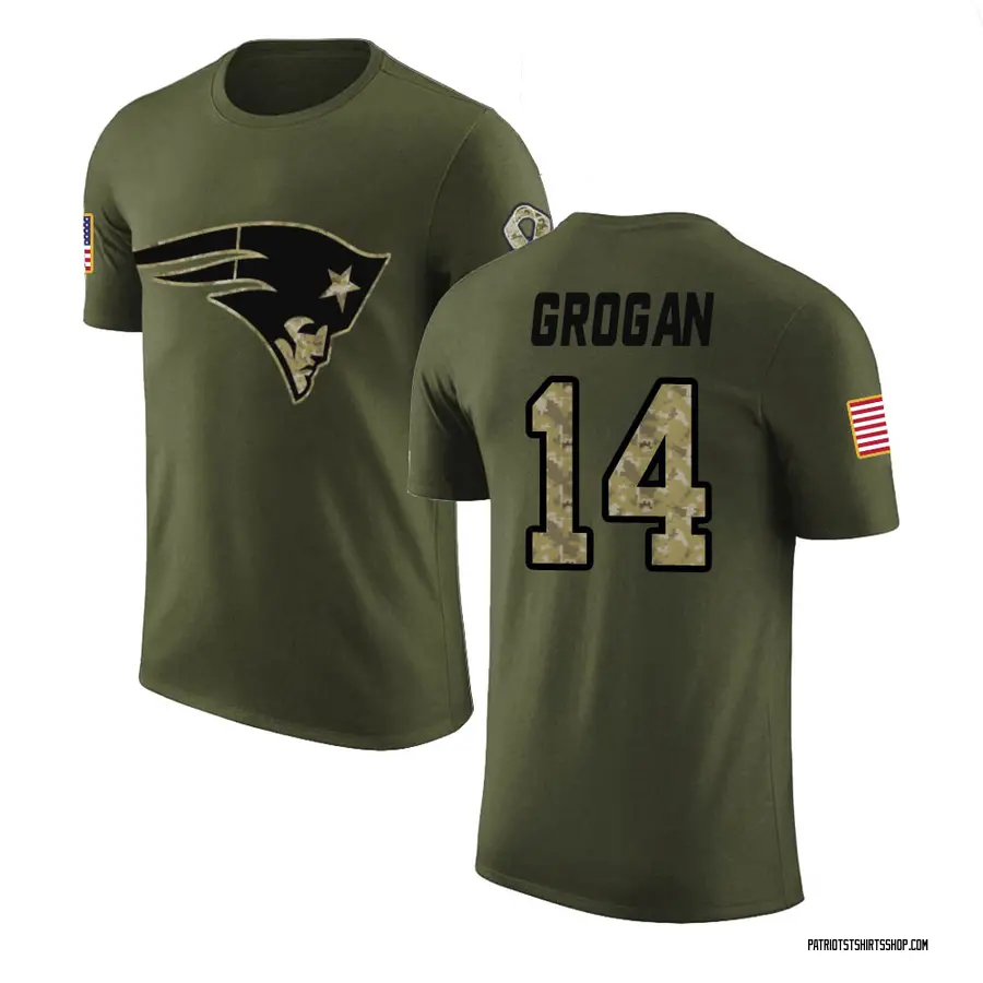 Men's Steve Grogan New England Patriots Olive Salute to Service Legend T- Shirt