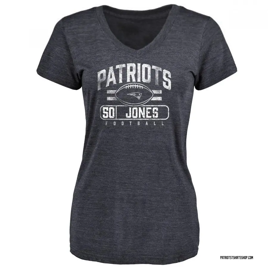 Women's Mac Jones New England Patriots Flanker Tri-Blend T-Shirt